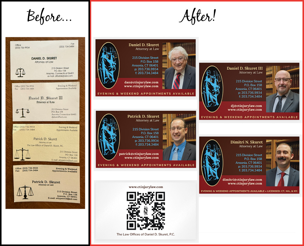 Skuret Law Business Cards Upgrade - Before and After!